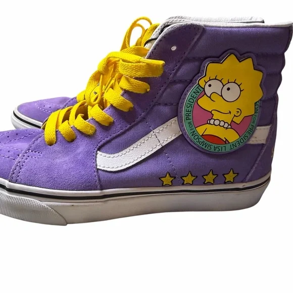 Vans Women’s Lisa Simpson Limited Edition Purple and Yellow High-Top Sneakers - Picture 3 of 9